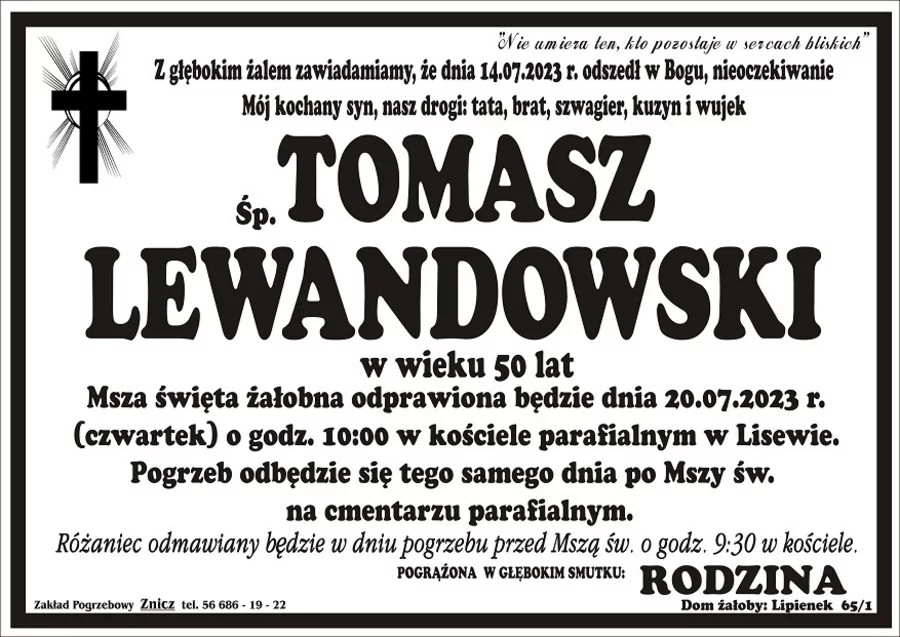 Miejsce na komentarz to przestrzeń na Twoje kondolencje.