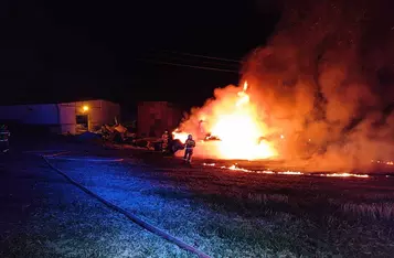 Pożar ciągnika w gminie Unisław/ OSP Unisław