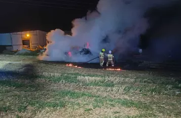 Pożar ciągnika w gminie Unisław/ OSP Unisław