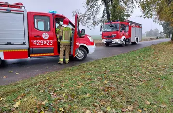 W Bągarcie kobieta kierująca fordem fiestą czołowo uderzyła w drzewo/ Fot. OSP Unisław