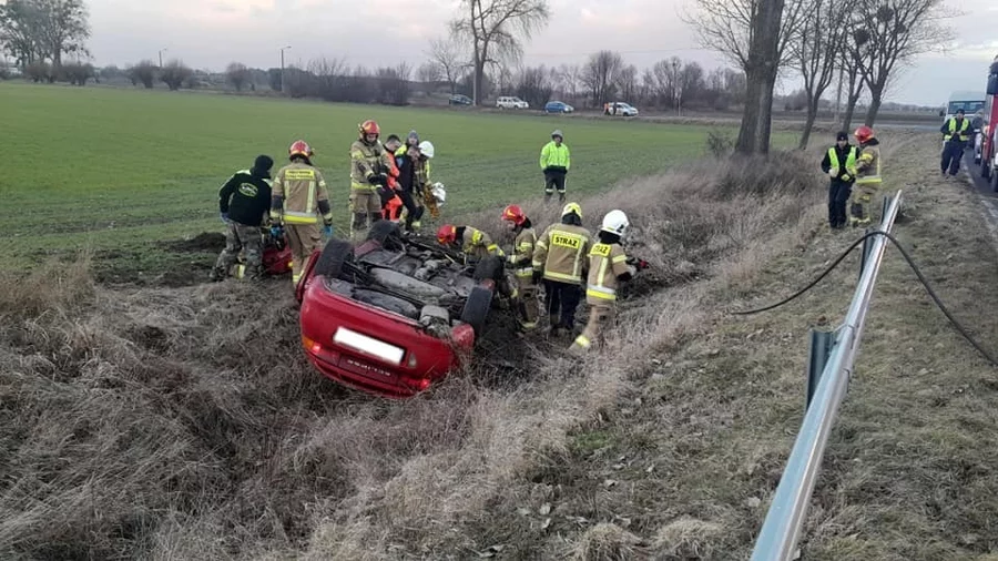 Wypadek na drodze wojewódzkiej nr 550 w gminie Chełmno/ Fot. OSP Bieńkówka