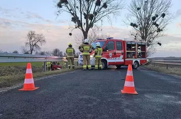 Wypadek na drodze wojewódzkiej nr 550 w gminie Chełmno/ Fot. OSP Bieńkówka