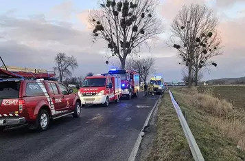 Wypadek na drodze wojewódzkiej nr 550 w gminie Chełmno/ Fot. OSP Bieńkówka