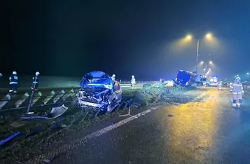 Autostrada A1 była zablokowana w obydwu kierunkach/ Fot. KP PSP Chełmno