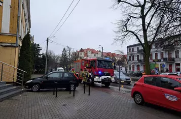 Pełno dymu w kinie Rondo w Chełmnie. Strażacy ćwiczyli na wypadek pożaru/ Fot. KP PSP w Chełmnie