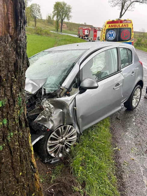 Wypadek na drodze z Żyglądu do Bajerza/ Fot. OSP Papowo Biskupie