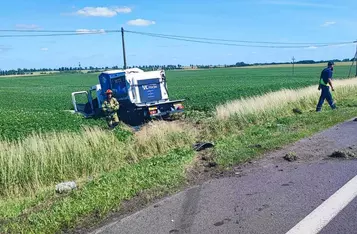 Wypadek na drodze krajowej nr 91 pod Chełmnem/ Fot. KP PSP w Chełmnie