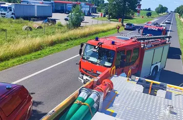 Wypadek na drodze krajowej nr 91 pod Chełmnem/ Fot. KP PSP w Chełmnie