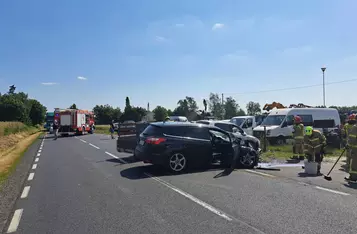 Wypadek na DK 55 pod Chełmnem/ Fot. KP PSP Chełmno