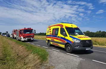 Wypadek na DK 55 pod Chełmnem/ Fot. KP PSP Chełmno