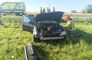 Dachowanie na DK 55 pod Chełmnem/ Fot. KP PSP Chełmno