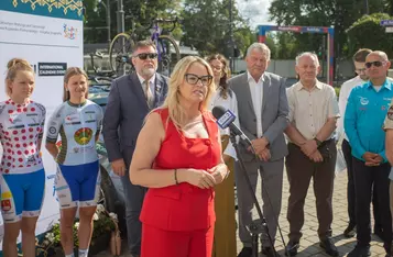 Konferencja prasowa przed wyścigiem kolarskim Śladami królewny Anny Wazówny, fot. Mikołaj Kuras dla UMWKP