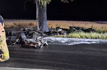 Tragiczny wypadek na drodze w Raciniewie pod Chełmnem/ Fot. OSP Unisław