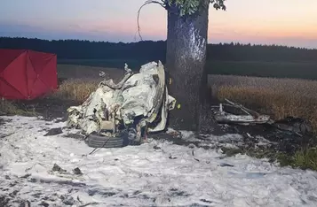 Tragiczny wypadek na drodze w Raciniewie pod Chełmnem/ Fot. KP PSP Chełmno