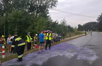 Pod Chełmnem dachowało bmw/ Fot. KP PSP Chełmno