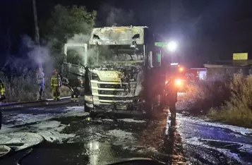 Pożar na dk 91 pod Chełmnem/ Fot. KP PSP Chełmno