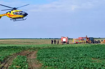 Wypadek na polu pod Chełmnem/ Fot. KP PSP Chełmno