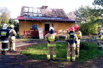 Pożar domu w Bągarcie pod Chełmnem/ Fot. KP PSP Chełmno