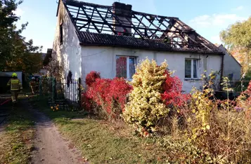 Pożar domu w Bągarcie pod Chełmnem/ Fot. KP PSP Chełmno