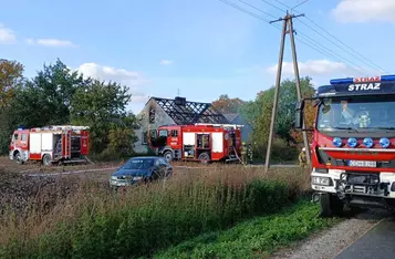 Pożar domu w Bągarcie pod Chełmnem/ Fot. KP PSP Chełmno