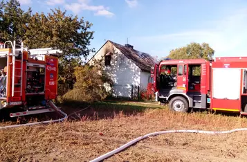 Pożar domu w Bągarcie pod Chełmnem/ Fot. KP PSP Chełmno