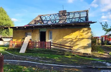 Pożar domu w Bągarcie pod Chełmnem/ Fot. OSP Trzebcz Szlachecki