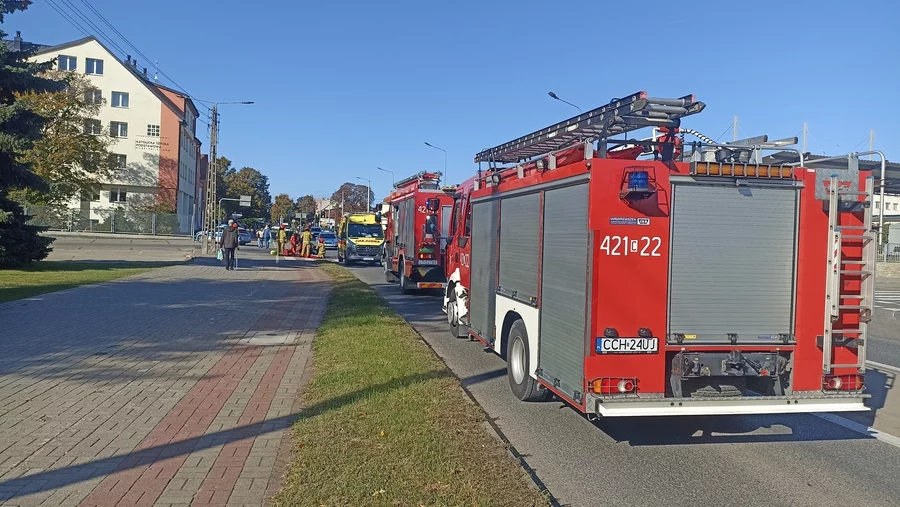 Groźny wypadek na ul. Dworcowej w Chełmnie/ Fot. KP PSP Chełmno