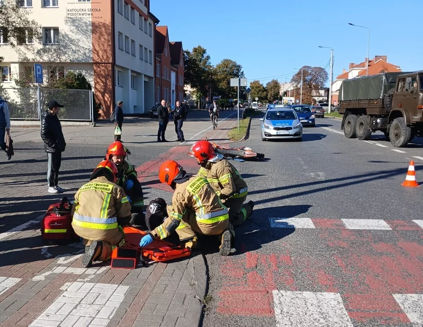 Groźny wypadek na ul. Dworcowej w Chełmnie/ Fot. KP PSP Chełmno