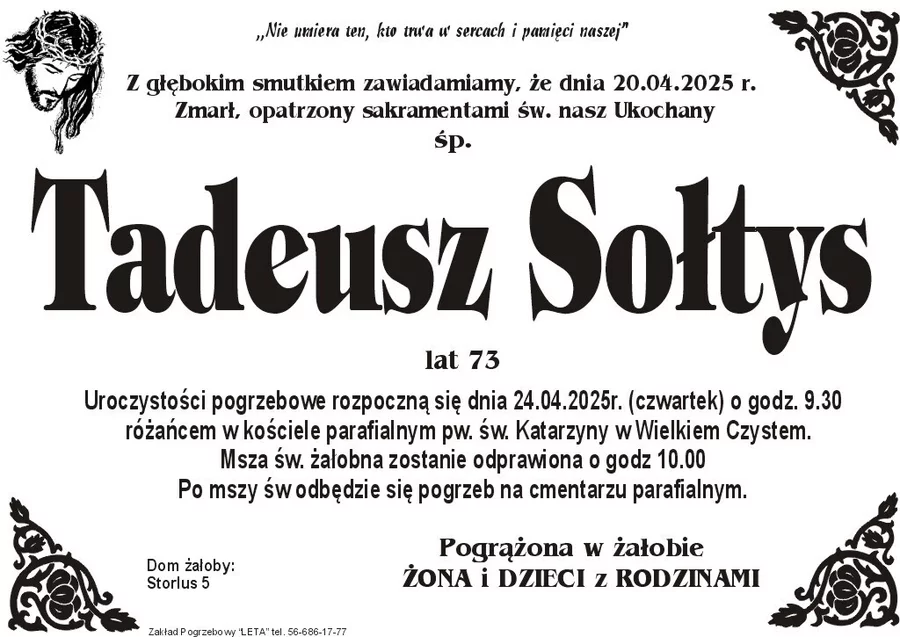 W komentarzach wpisujemy wspomnienia i kondolencje.