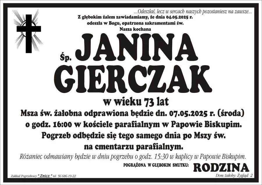 W komentarzach wpisujemy wspomnienia i kondolencje.