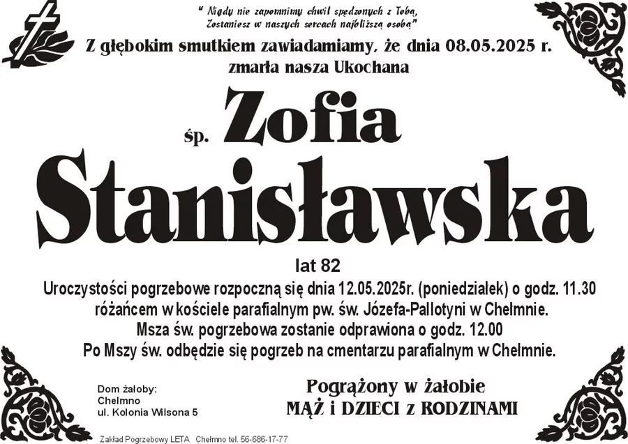 W komentarzach wpisujemy wspomnienia i kondolencje.