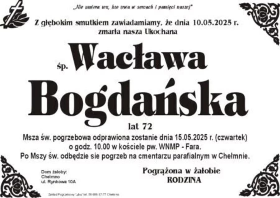 W komentarzach wpisujemy wspomnienia i kondolencje.