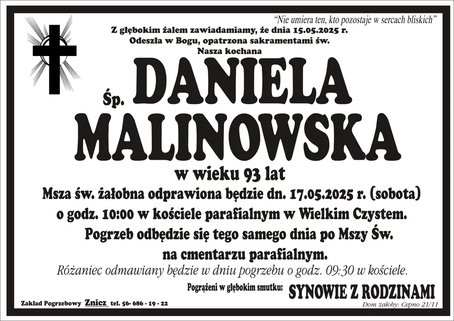 W komentarzach wpisujemy wspomnienia i kondolencje.