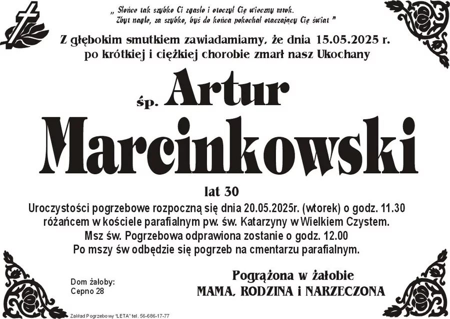 W komentarzach wpisujemy wspomnienia i kondolencje.