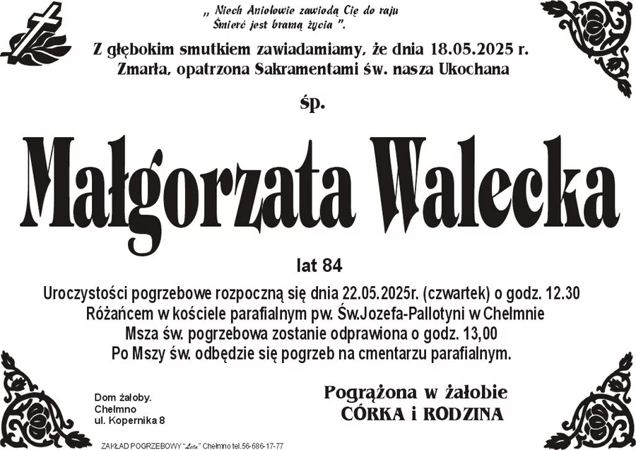W komentarzach wpisujemy wspomnienia i kondolencje.
