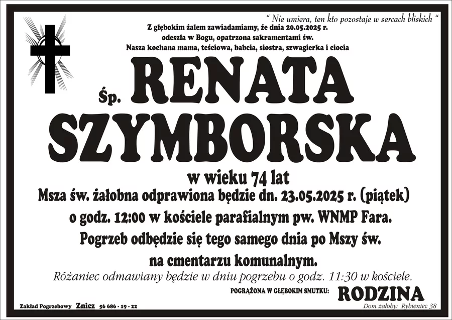 W komentarzach wpisujemy wspomnienia i kondolencje.