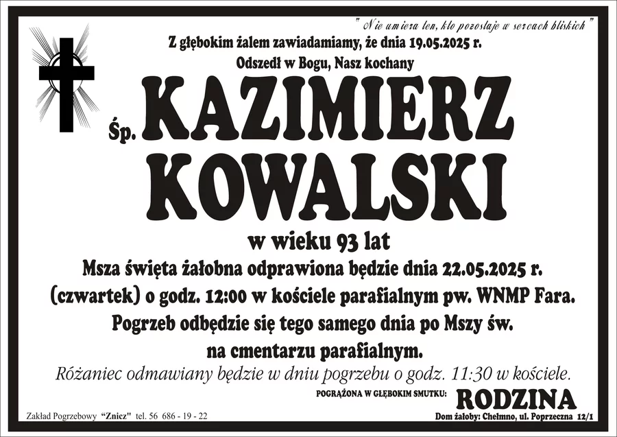 W komentarzach wpisujemy wspomnienia i kondolencje.