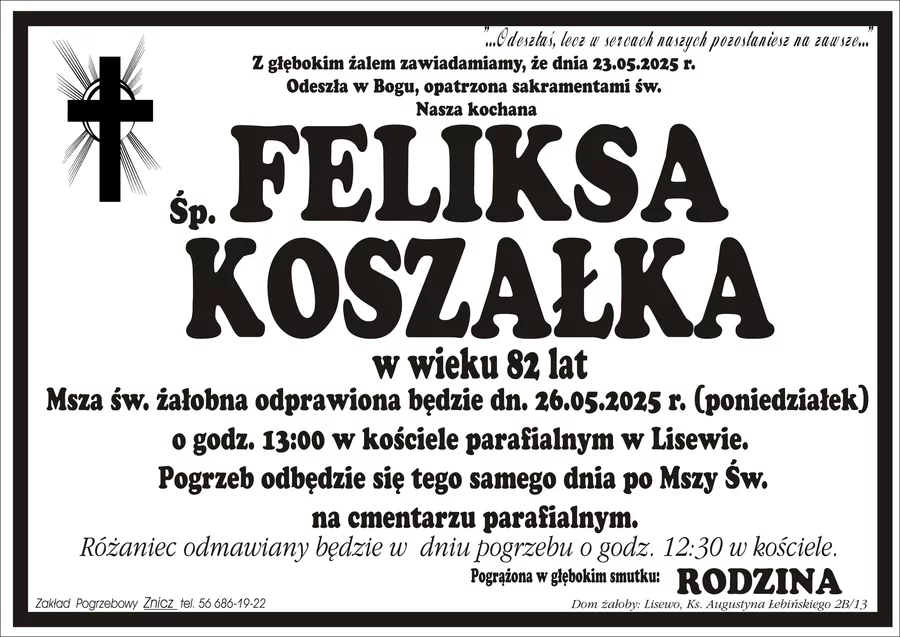 W komentarzach wpisujemy wspomnienia i kondolencje.