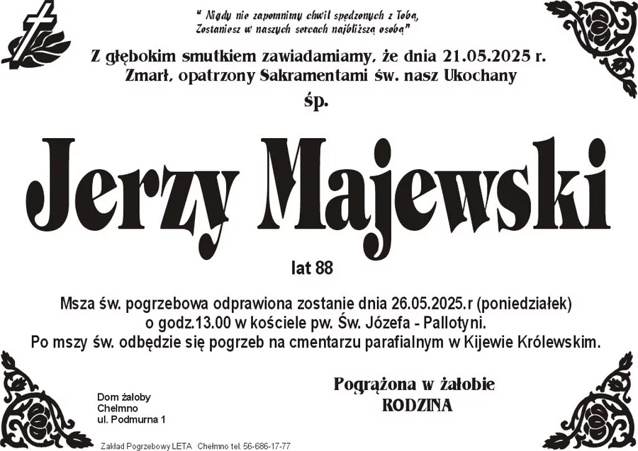 W komentarzach wpisujemy wspomnienia i kondolencje.