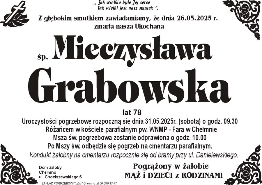 W komentarzach wpisujemy wspomnienia i kondolencje.