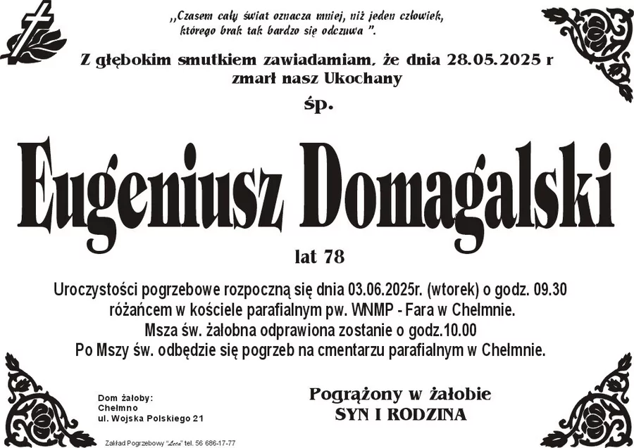 W komentarzach wpisujemy wspomnienia i kondolencje.