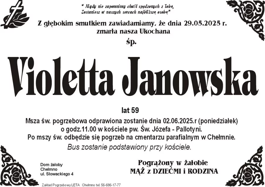 W komentarzach wpisujemy wspomnienia i kondolencje.