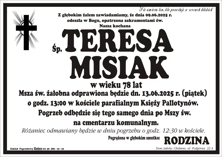 W komentarzach wpisujemy wspomnienia i kondolencje.