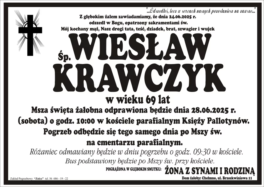 W komentarzach wpisujemy wspomnienia i kondolencje.