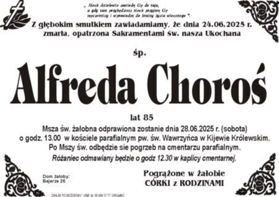 W komentarzach wpisujemy wspomnienia i kondolencje.