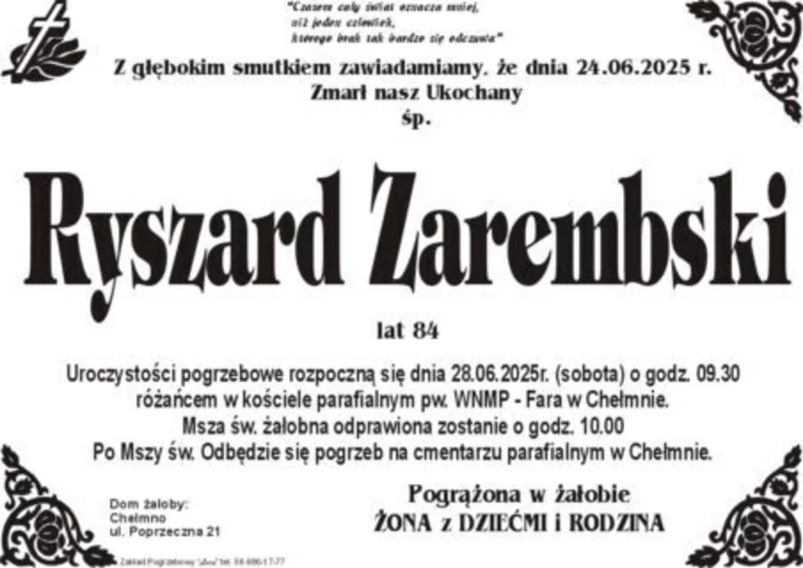 W komentarzach wpisujemy wspomnienia i kondolencje.