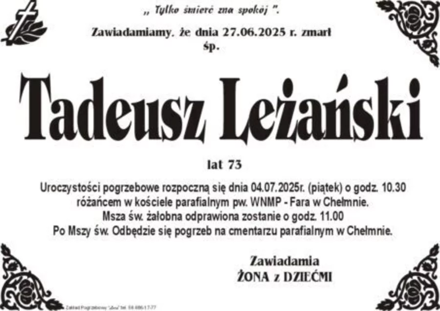 W komentarzach wpisujemy wspomnienia i kondolencje.