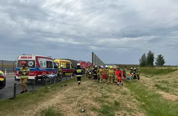 Śmiertelny wypadek na A1 pod Chełmnem/ Fot. KP PSP Chełmno