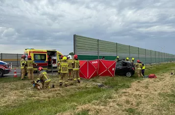 Śmiertelny wypadek na A1 pod Chełmnem/ Fot. KP PSP Chełmno