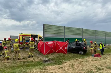 Śmiertelny wypadek na A1 pod Chełmnem/ Fot. KP PSP Chełmno